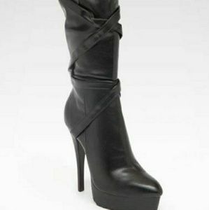 Bebe Womens Destined Fabric Pointed Toe Over Knee Black Size 6 M main image 0